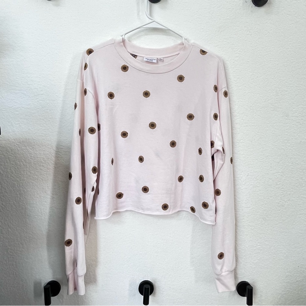 Mighty Fine Women’s Pink XL Long Sleeve with Embroidered Sunflowers